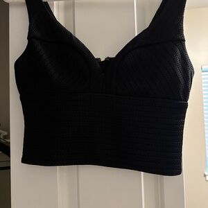 Guess Black Textured Crop Top